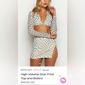 BEGINNING BOUTIQUE: High Volume Star Print
Top and Bolero + skirt.Size Us 2/Ua 6